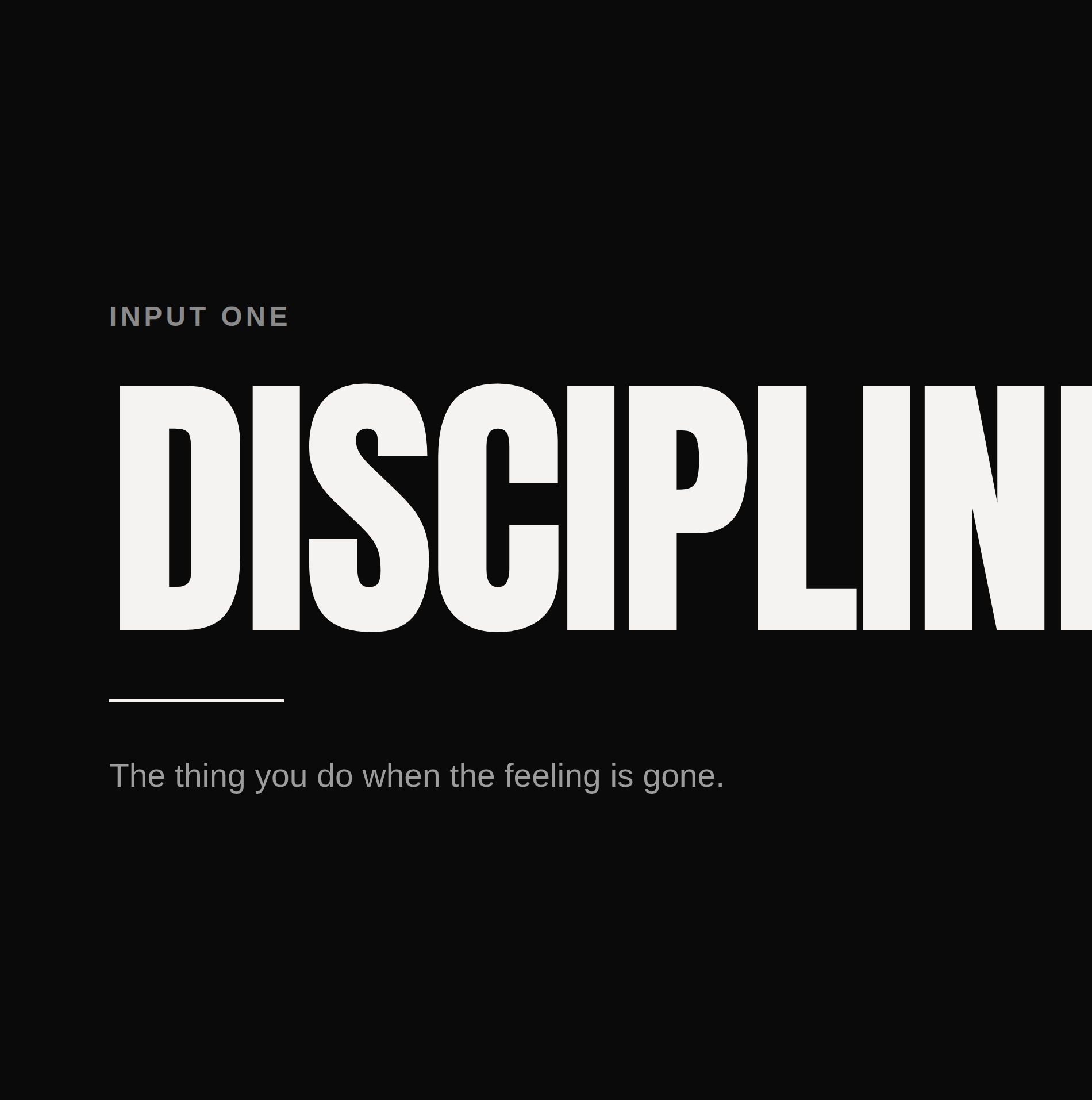 Typographic plate reading Discipline, the first input of Mike Fortin’s framework