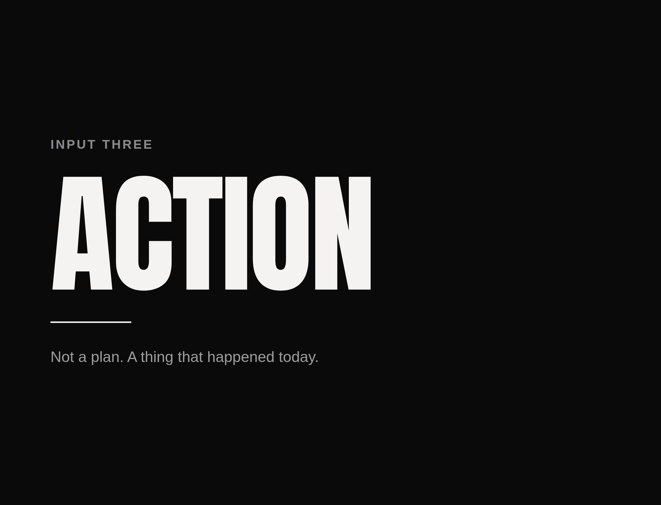 Typographic plate reading Action, the third input of Mike Fortin’s framework
